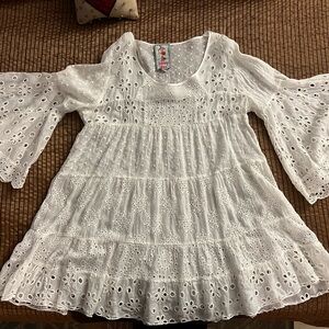 Johnny Was White Eyelet Lace Top